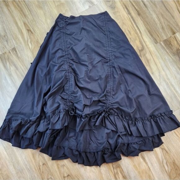 🩵NWT Black Adjustable Hi-Low Ruffled Steampunk Skirt Small - Picture 4 of 11